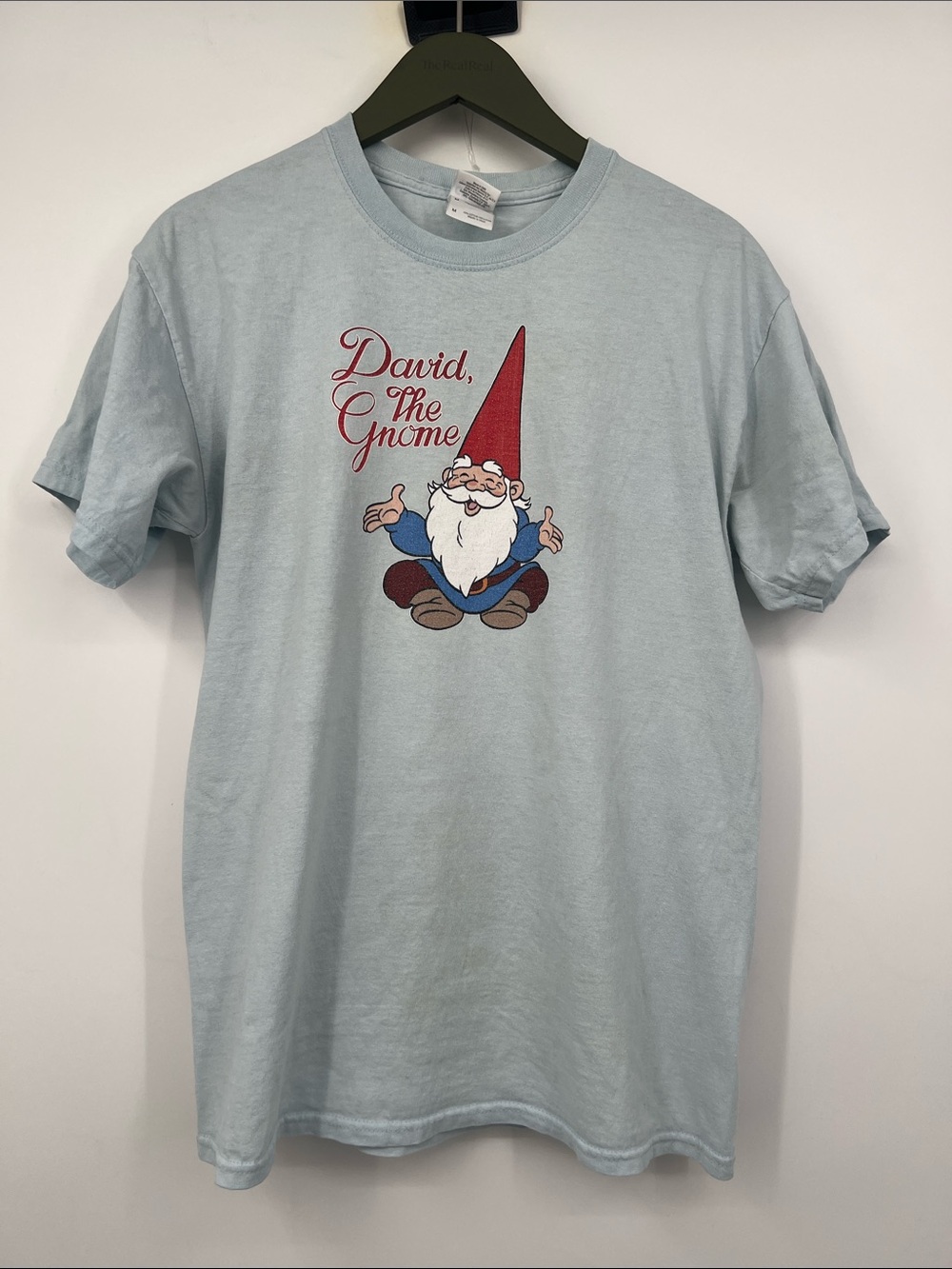 Vintage Light Blue David The Gnome Graphic Tee - Red Accents